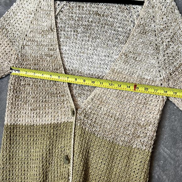 Free People Knit Cardigan Sweater Womens M Crochet Striped Oversized Lagenlook - Picture 8 of 9